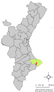 Localização do município de Xaló na Comunidade Valenciana