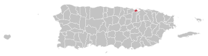 Map of Puerto Rico highlighting Cataño Municipality