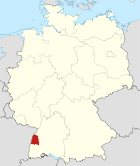 Map of Germany, position of the Ortenau district highlighted