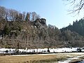 Löwenkopffelsen im Tal der Schwarzen Pockau – einst Standort der Burg Nidberg