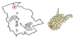 Location of Chapmanville in Logan County, West Virginia.