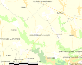 Mapa obce Ferrières-Haut-Clocher
