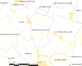 Mapa obce Montreuil-sur-Lozon