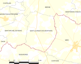 Mapa obce Saint-Laurent-des-Mortiers