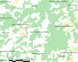 Mapa obce Saint-Bonnet-le-Troncy