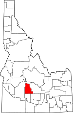 Map of Idaho highlighting Camas County
