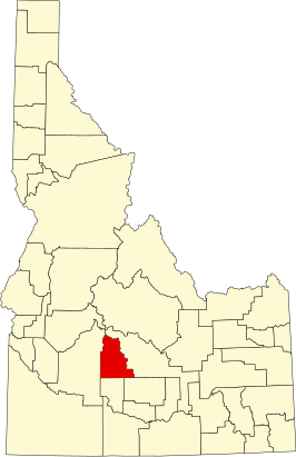 Locatie van Camas County in Idaho