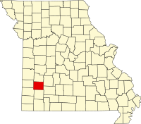 Locatie van Dade County in Missouri