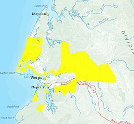 Map of Napranum Aboriginal Shire (shown in yellow), 2017.jpg