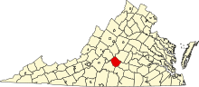 Location of Appomattox County in Virginia Map of Virginia highlighting Appomattox County.svg