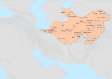 A map encompassing Transaxonia and Tokharistan in Central Asia and Afghanistan and Khorasan in Greater Iran