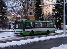 Тролейбус моделі Škoda 14Tr на одній із зупинок (2012 рік)