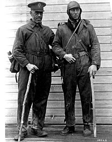 Major Martin and Sergeant Harvey at Port Moller after crash of the Seattle