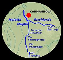 Gli idronimi associati ai torrenti Moglia e Ricchiardo