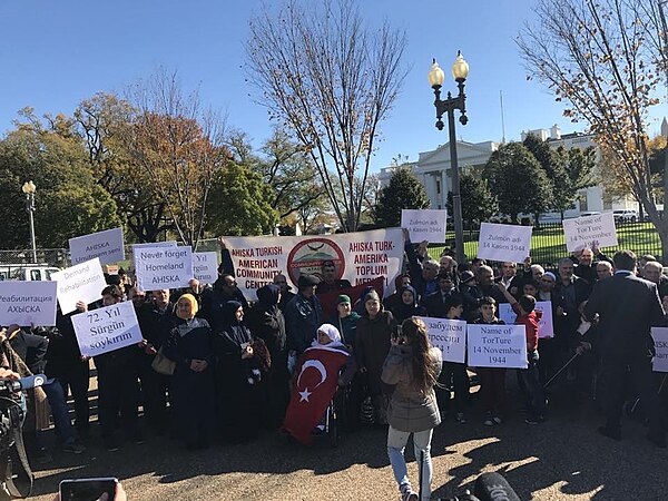 Ahiska Turks outside the White House in Washington D.C..