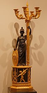 Minerva candelabra; 1804-1814; gilded and patinated bronze; height: 101 cm, width of the plinth: 25 cm, depth of the plinth: 19 cm; Musée des Arts Décoratifs (Paris)[17]