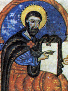 Portrait d'un saint barbu, tenant un livre.