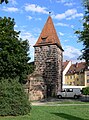 Turm schwarzes E (an der Mauerlücke am Maxtor)