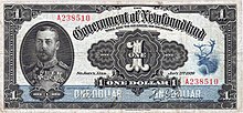 $1 Dominion of Newfoundland note issued in 1920 NFLD dollar bill.jpg