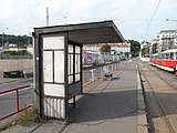 Čeština: Autobusové nádraží Praha Na Knížecí.