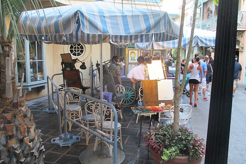 File:New Orleans Square Caricature Artist Vendor 2014.JPG