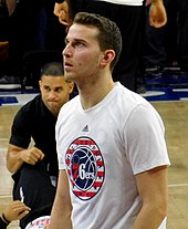 Stauskas in 2015 Nik Stauskas pregame with the Philadelphia 76ers in 2015.JPG