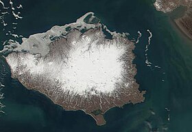 Nunivak Adası'nın uydu görüntüsü.