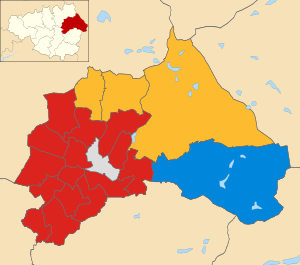 2016 local election results in Oldham Oldham UK local election 2016 map.svg