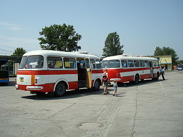 A historic bus trailer in Ostrava.