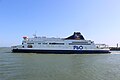 Le Pride of Kent de P&O Ferries, effectuant son avant dernière rotation entre Calais et Douvres.Photo prise le 4 juin 2023 à 10:00