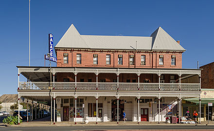 The Palace Hotel in Broken Hill, the only town in Australia to be listed on the National Heritage List.[114][115]