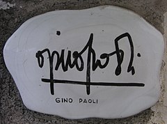 Autograph of Gino Paoli on the muretto of Alassio