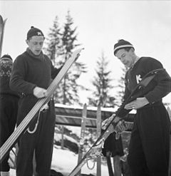 Asbjørn Ruud (derecha) y Petter Hugsted en 1949