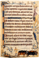 Littera textualis, voorbeeld uit het Luttrell psalter, 1320-1340