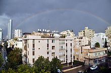 Rainbow over Emek Bracha and Ziman Streets in Nahalat Yitzhak. PikiWiki Israel 15289 Rainbow in the sky of Tel aviv.jpg