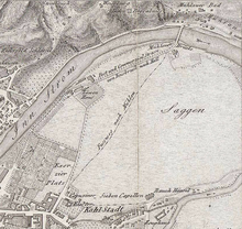 Der noch unbebaute Saggen im Plan der kk. Provinzial-Hauptstadt Innsbruck (um 1840)