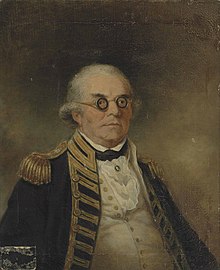 Vice-Admiral Peter Rainier, commander of the East Indies Station throughout Resistance's service there Portrait of Admiral Peter Rainier (1741-1808) 2015 CKS 10390 0184.jpg