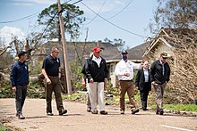 President Donald Trump viewing Hurricane Laura damage, Lake Charles President Trump in Louisiana (50290475166).jpg