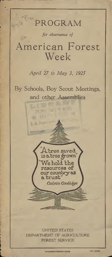 Миниатюра для Файл:Program for observance of American forest week ... 1925-1928 by schools, boy scout meetings, and other assemblies .. (IA CAT10679739).pdf