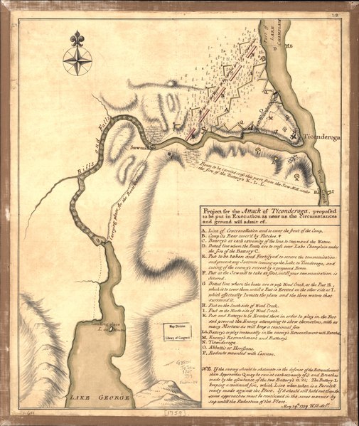 File:Project for the attack of Ticonderoga, proposed to be put in execution as near as the circumstances and ground will admit of. May 29th. 1759. LOC gm71000611.tif