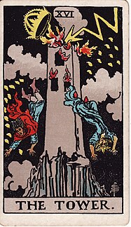 <span class="mw-page-title-main">The Tower (tarot card)</span> 16th Major Arcanum