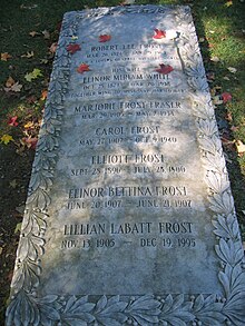 The Frost family grave in Bennington Old Cemetery Robert Frost's Grave.JPG