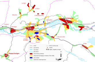 Vista de un mapa de colores que muestra las etapas de desarrollo del edificio.