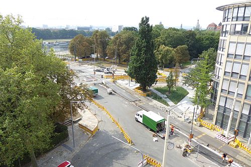 Bauarbeiten am Rosa-Luxemburg-Platz in Dresden