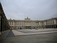 Royal Palace of Madrid inside fence at Main Entrance myspanishexperience com