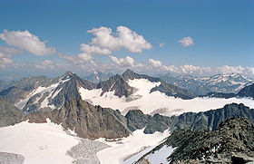 Vista sulla Ruderhofspitze dallo Schrankogel.