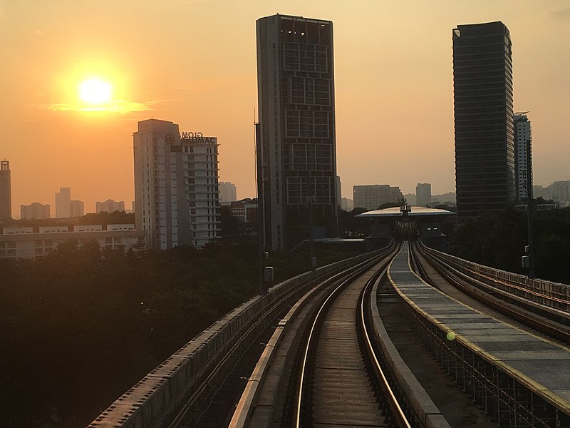 File:SBK Line Taman Tun Dr Ismail Station Evening view from tracks 3.jpg