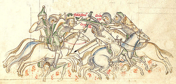 The Battle of Hattin, from a 13th-century manuscript of the Chronica Majora.