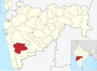 मानचित्र जिसमें सातारा ज़िला Satara district हाइलाइटेड है