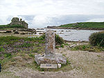 Memorial at Porthellick Cove where Shovell's body was washed ashore